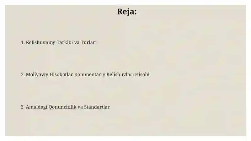 Moliyaviy hisobotni sharhlash bo‘yicha kelishuvlar hisobi 2