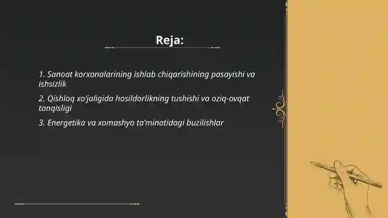 XX asr 80-yillari õrtalarida respublika ijtimoiy-siyosiy, iqtisodiy va ma'naviy hayotidagi inqirozli holat 2