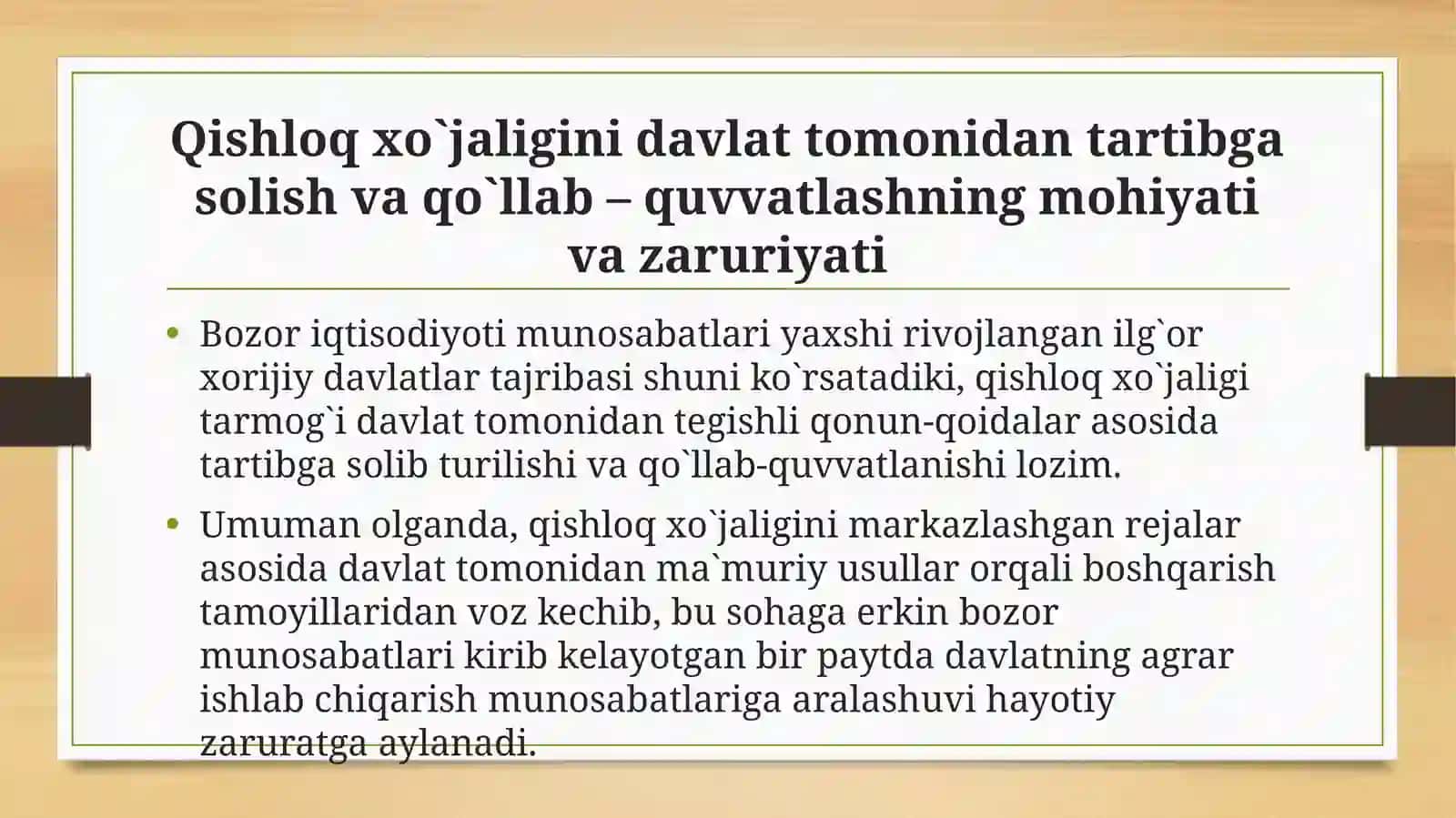 Qishloq xo`jaligini davlat tomonidan qo’llab-quvvatlash 2