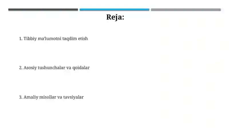 Tibbiyot ma'lumotlarini taqdim etish 2