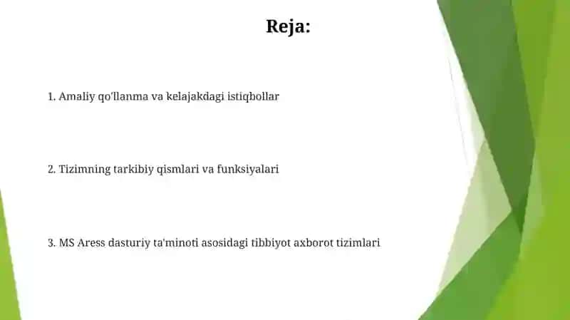 MS Aress Tibbiyot axborot tizimlar 2