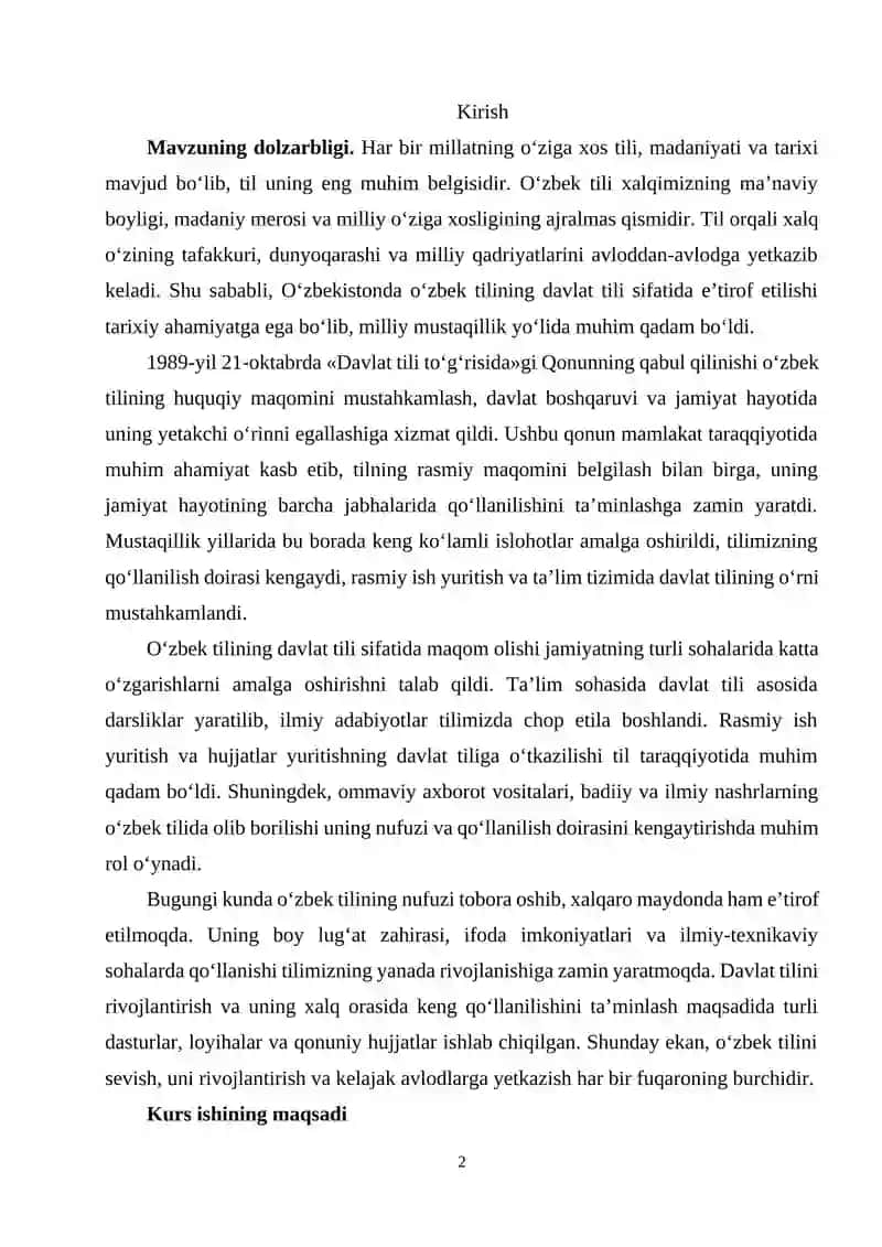 Oʻzbek tilining tarixi va jamiyatdagi oʻrni 2