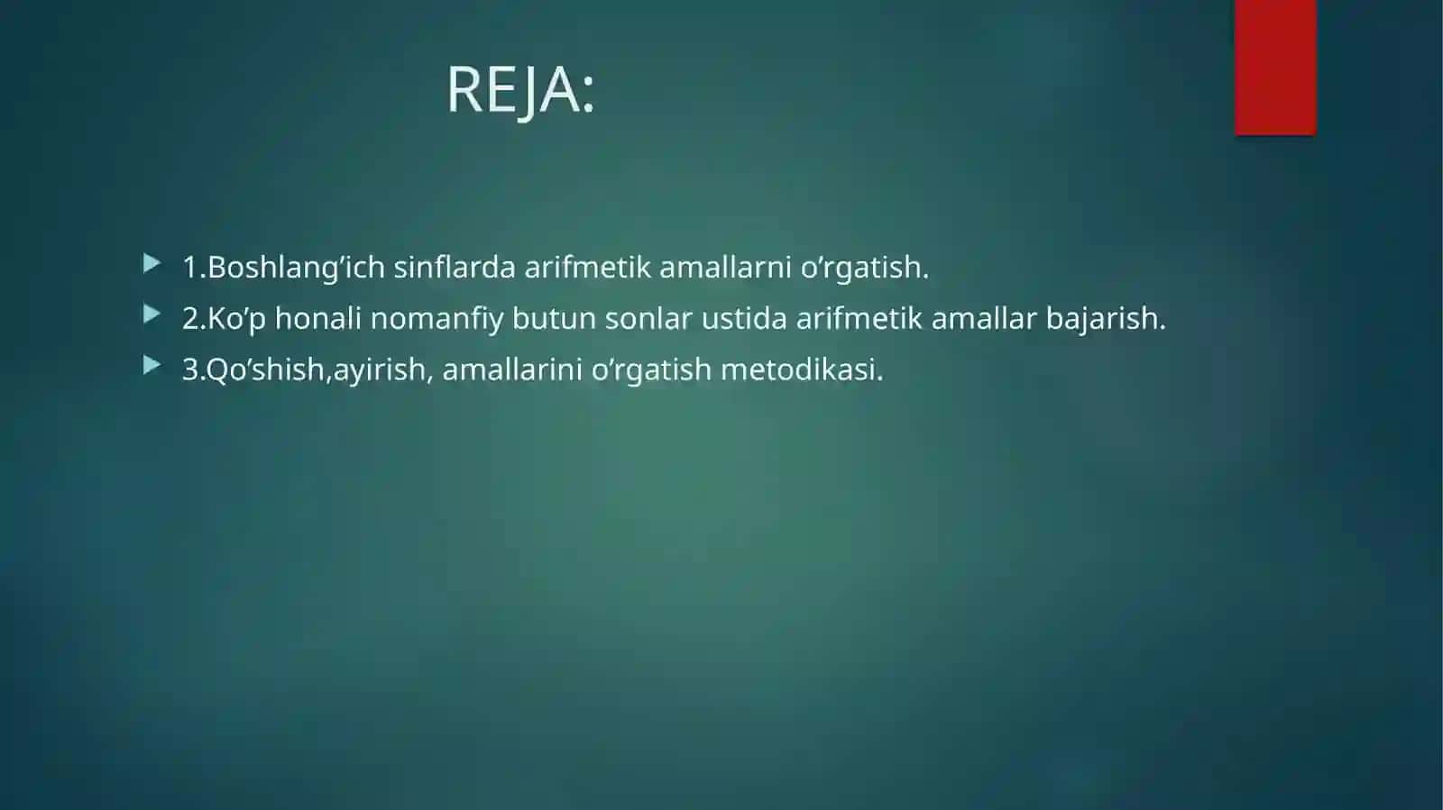 KO’P HONALI NOMANFIY SONLAR USTIDA ARIFMETIK AMALLARNI O’RGATISH METODIKASI 2