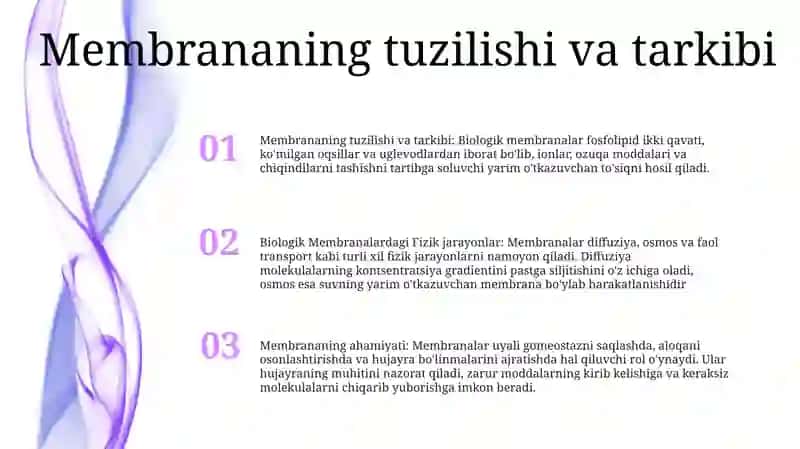 Biologik Membranalardagi Fizik Jarayonlar 2