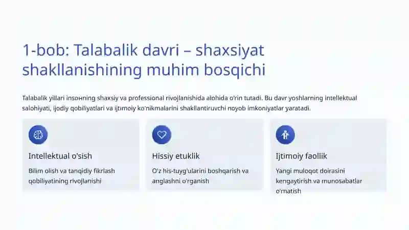 Talabalik davri psixologiyasi: Yoshlar ruhiyati va uning o'ziga xosliklari 2