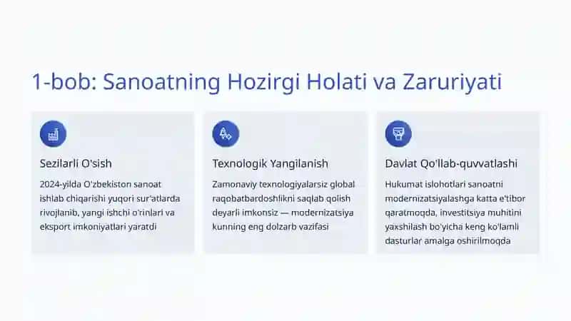 Sanoatni Modernizatsiya Qilish: O'zbekistonning Yangi Iqtisodiy Rivojlanish Yo'li 2