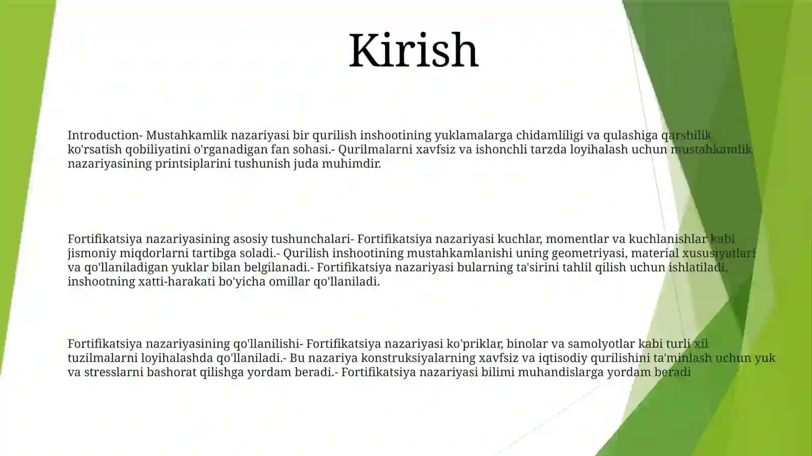 Mustahkamlik Nazariyasi Haqida Umumiy Tushnchalar 2
