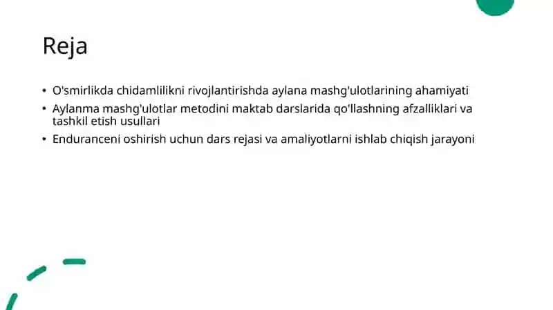 Aylanma mashg'ulotlar metodini qo'llash 2