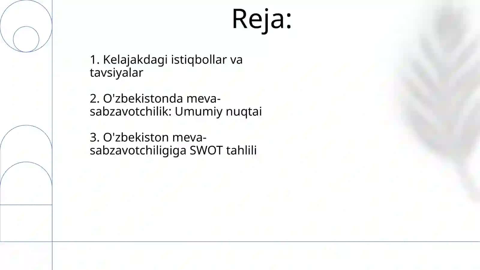 O'zbekistonda meva va sabzavotchilik va Swot tahlili 2