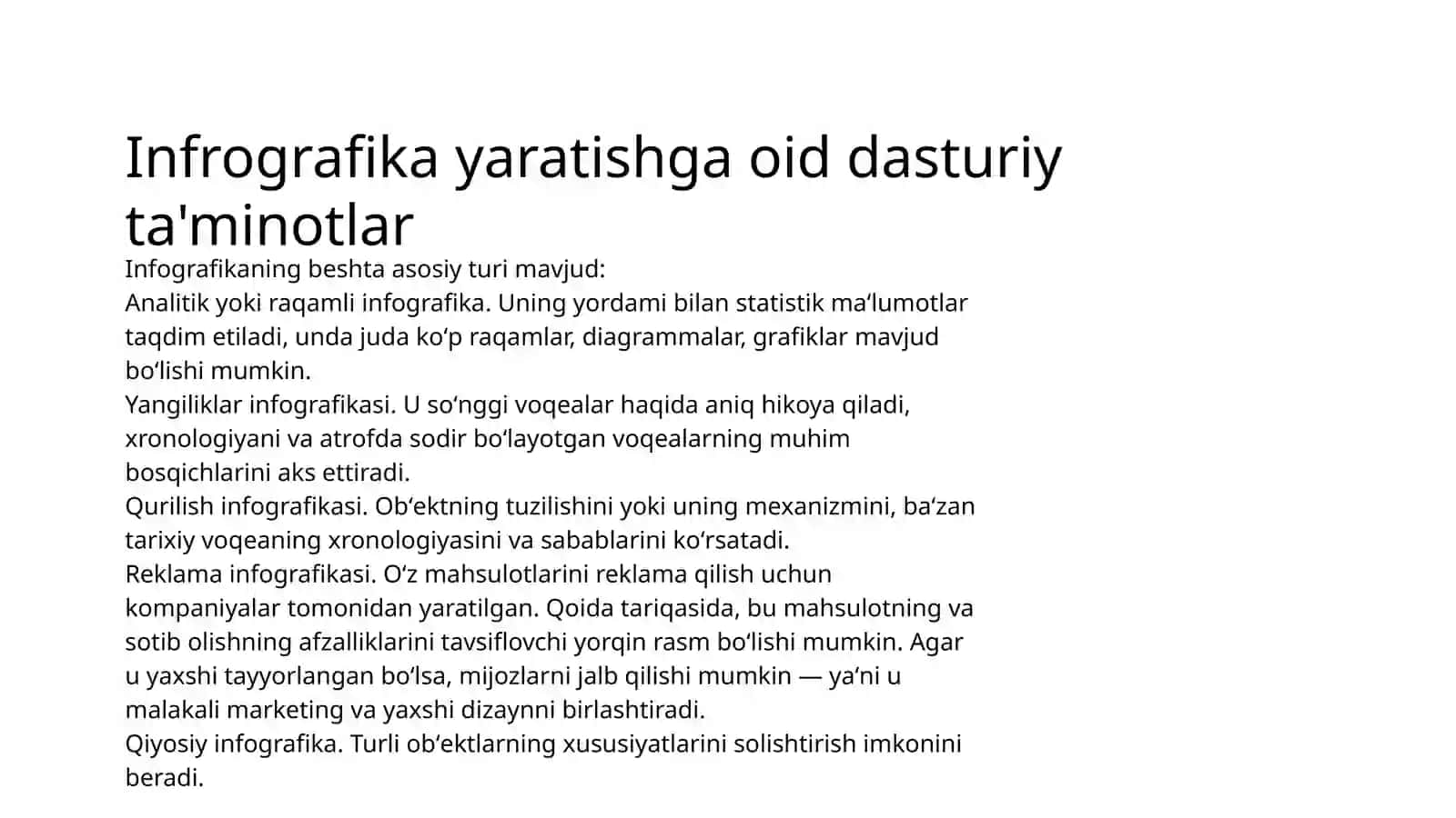 Infrografika yaratishga oid dasturiy ta'minotlar 2