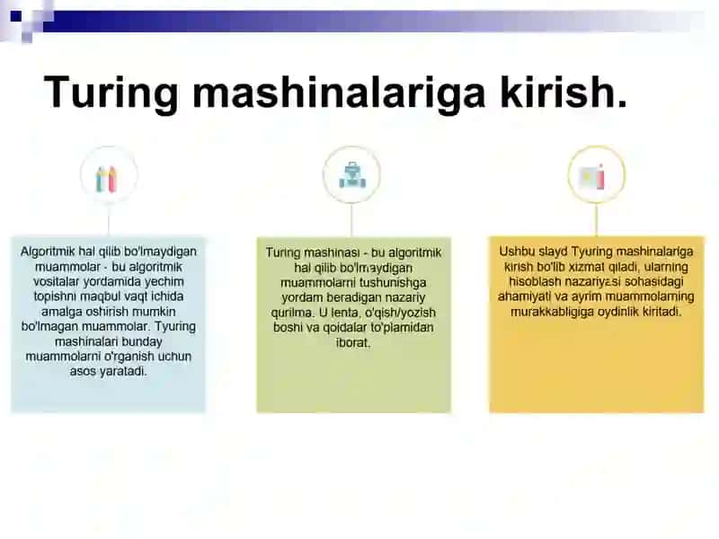 Algoritm tushunchsini shakllantirish Tyuring mashinasi. Tyuring mashinasining batafsil tavsifi va uning strukturasi 2