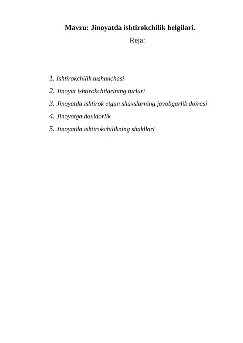Jinoyatda ishtirokchilik belgilari 2