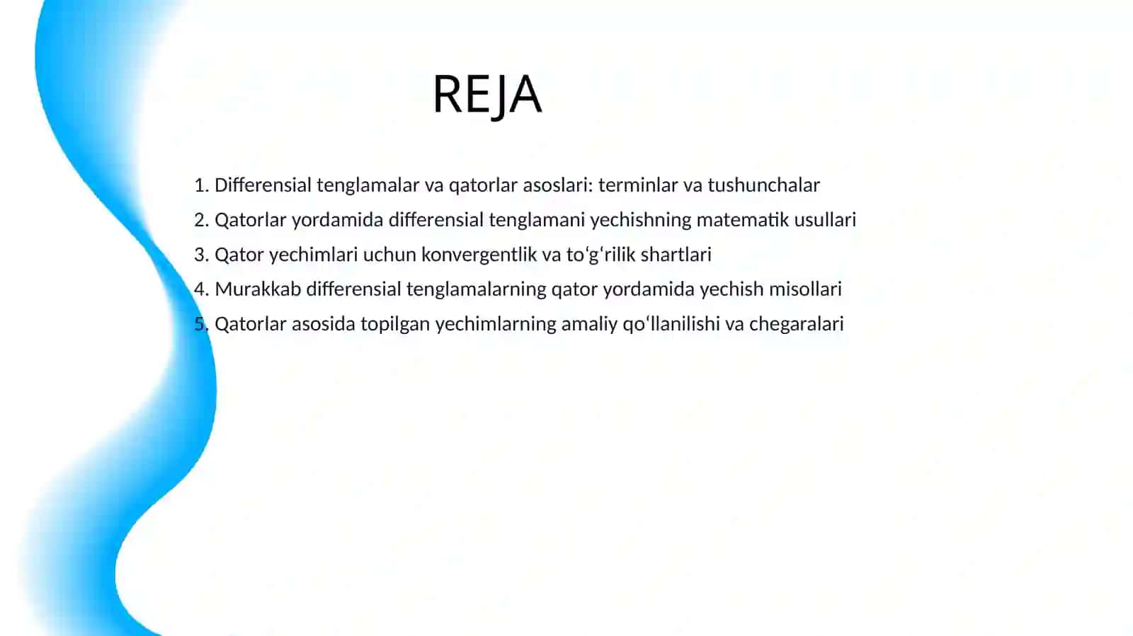 DIFFERENSIAL TENGLAMALARNI QATORLAR YORDAMIDA TAGRIBIY YECHISH 2
