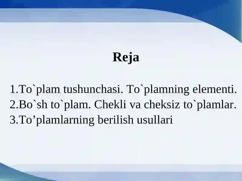 To’plamlar tushunchasi 2