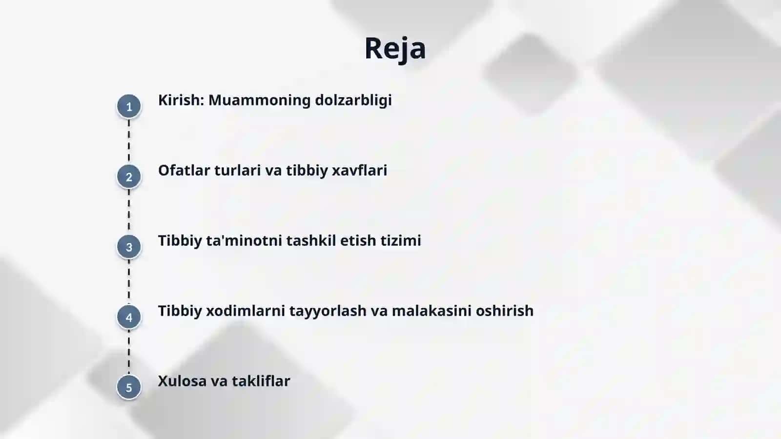 PREZENTATSIYA MAVZUSI:. Aholining tabiiy ofatlar, katta falokatlar va talafotlarda tibbiy jihatdan ta’minlanishini tashkil etish. 2