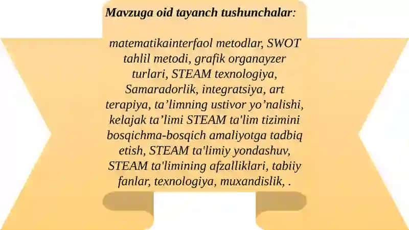 Interfaol usullarni texnologiya darslarida foydalanish usullari. Texnologiya darslarida STEAM ta’limi 2