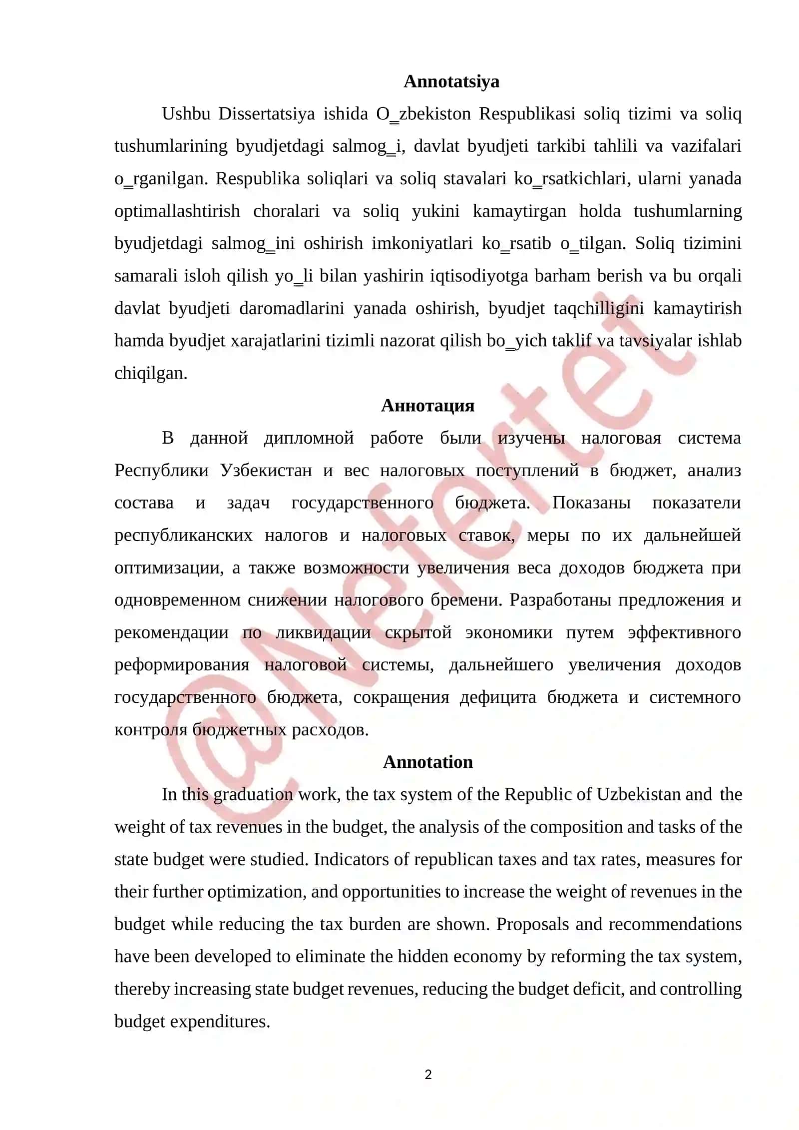 О‟ZBEKISTОN RESPUBLIKАSI SОLIQ TUSHUMLАRI_VА BYUDJET TIZIMINING TAHLILI 2