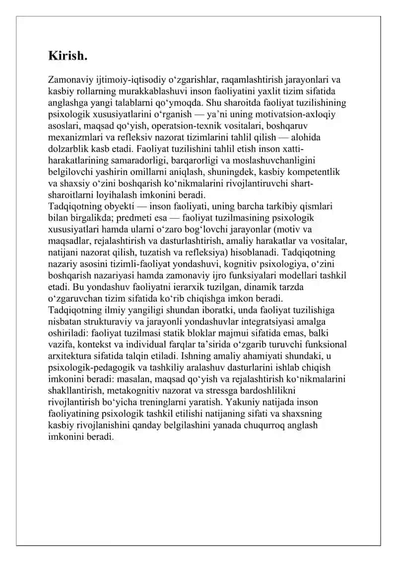 Faoliyat tuzilishi psixologik xususiyatlar 2