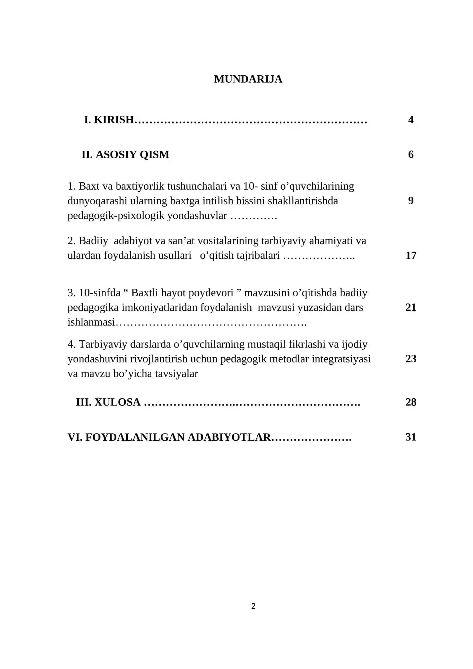 10-sinfda “ Baxtli hayot poydevori ” mavzusini o’qitishda badiiy pedagogika imkoniyatlaridan foydalanish 2