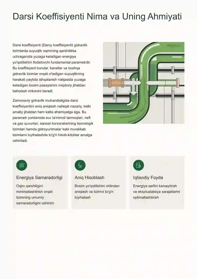 Darsi Koeffisiyentini Aniqlash Formulalari va Ularning Gidravlika hamda Gidroyuritmalar Sohasidagi Qo'llanilishi 2
