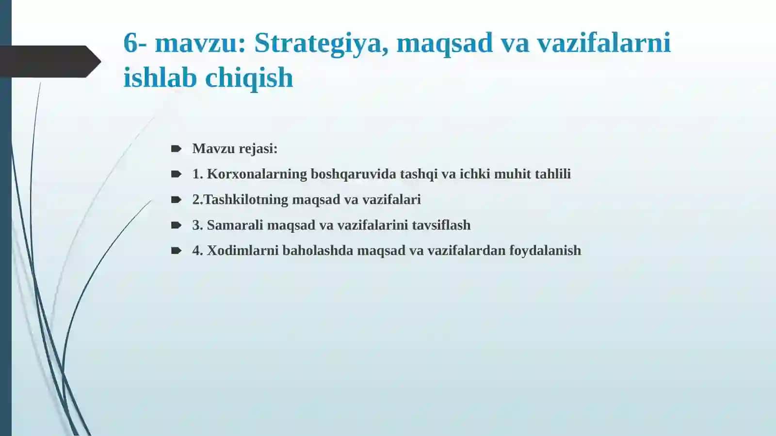 Strategiya, maqsad va vazifalarni ishlab chiqish 2