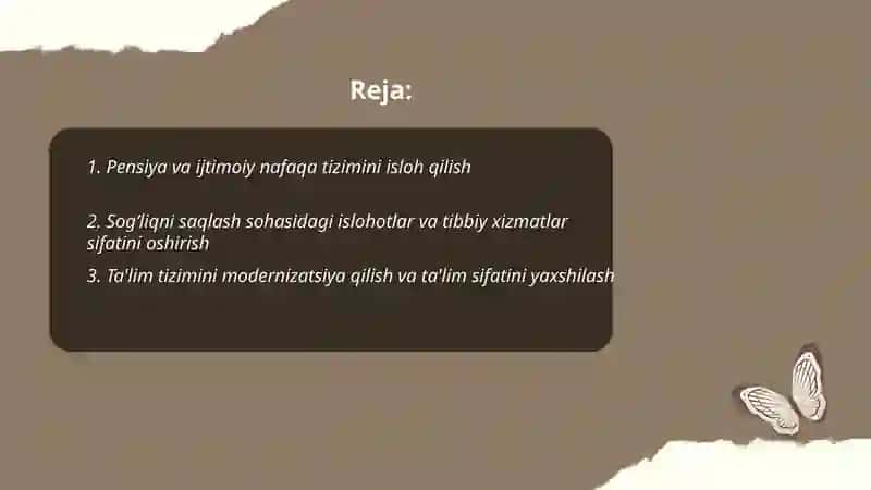 O‘zbekistonda ijtimoiy sohada amalga oshirilayotgan o‘zgarishlar mazmun va mohiyati 2