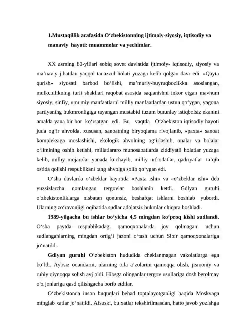Mustaqil taraqqiyotning dastlabki bosqichdagi muammolar 2