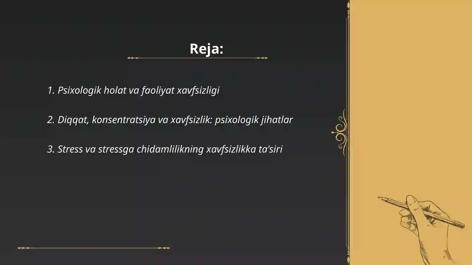 Faoliyat xavfsizligini taʼminlashda insonning psixologik koʻrsatkichlarining ahamiyati 2