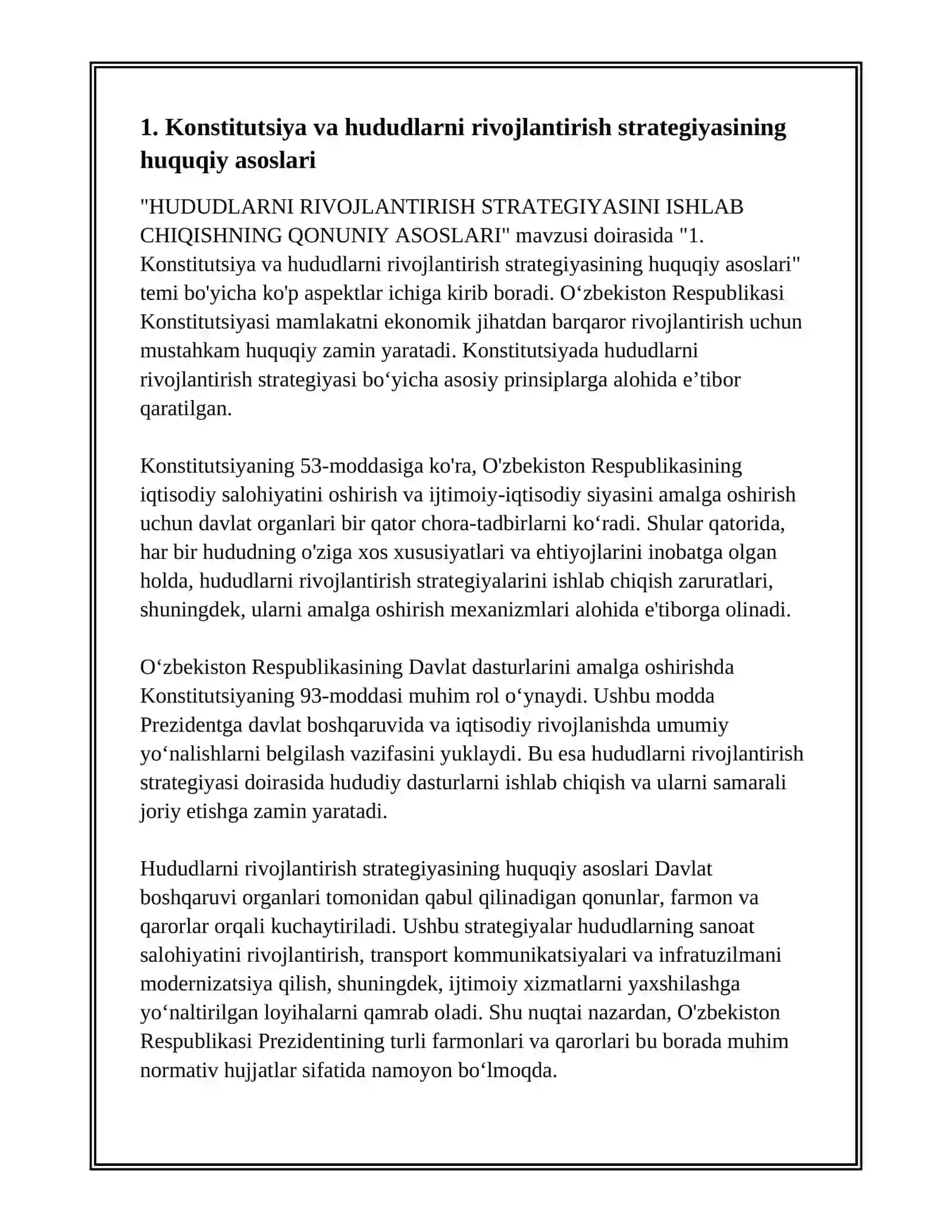 HUDUDLARNI RIVOJLANTIRISH STRATEGIYASINI ISHLAB CHIQISHNING QONUNIY ASOSLARI 2