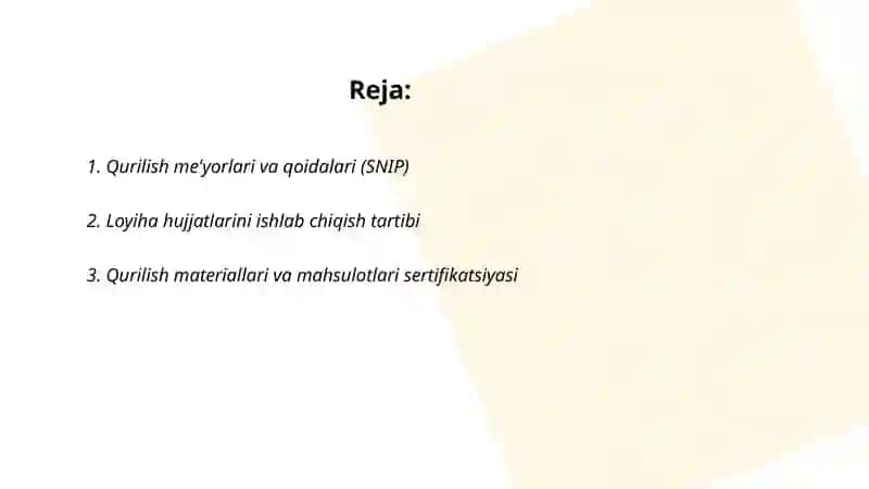 Sanoat va fuqaro binolarining. Normativ va texnik xujjatlar bilan tanishtirish 2