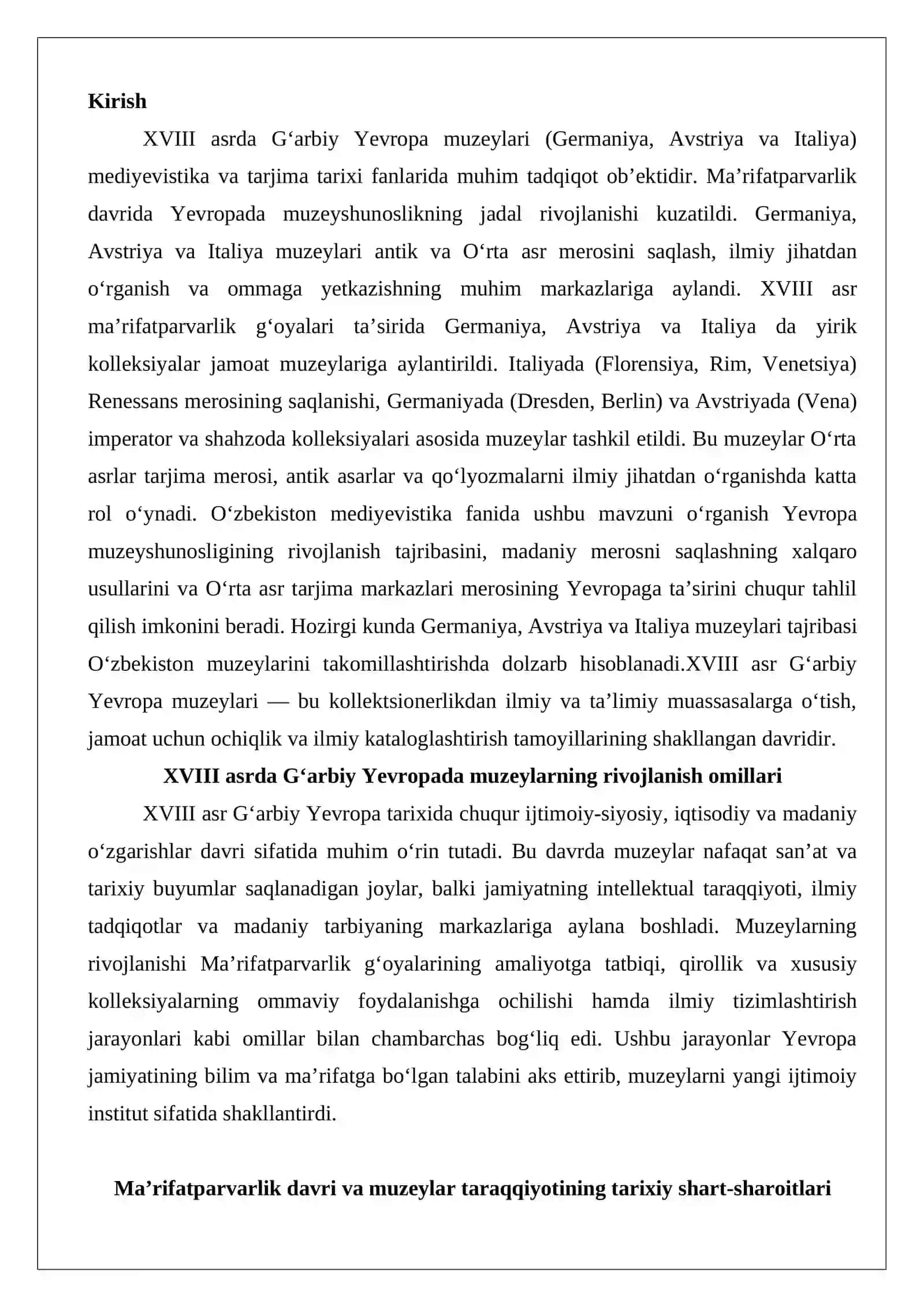 XVIII asrda G‘arbiy Yevropa muzeylari (Germaniya, Avstriya va Italiya) 2