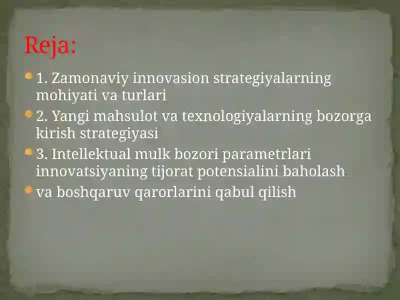 Innovatsion iqtisodiyot va menejment strategiyalari 2