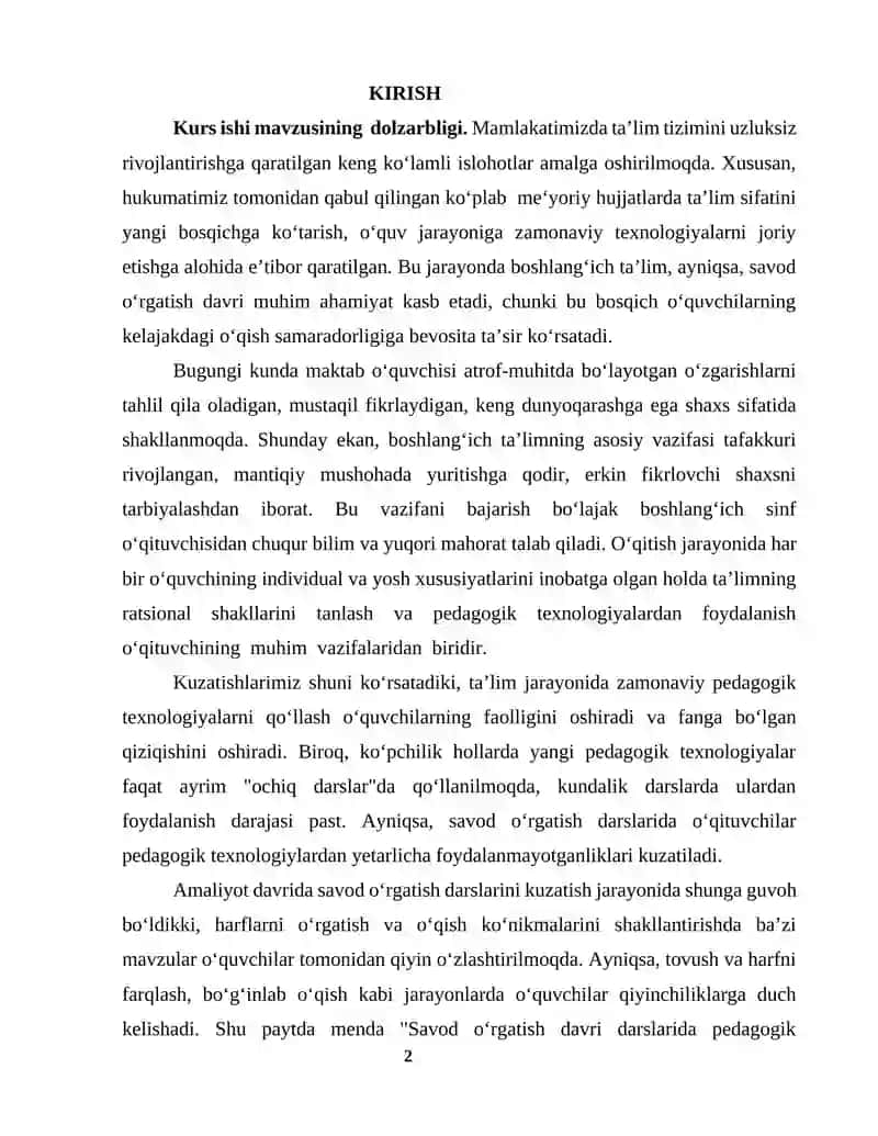 SAVOD O‘RGATISH DAVRIDA PEDAGOGIK TEXNOLOGIYALARDAN FOYDALANISH 2