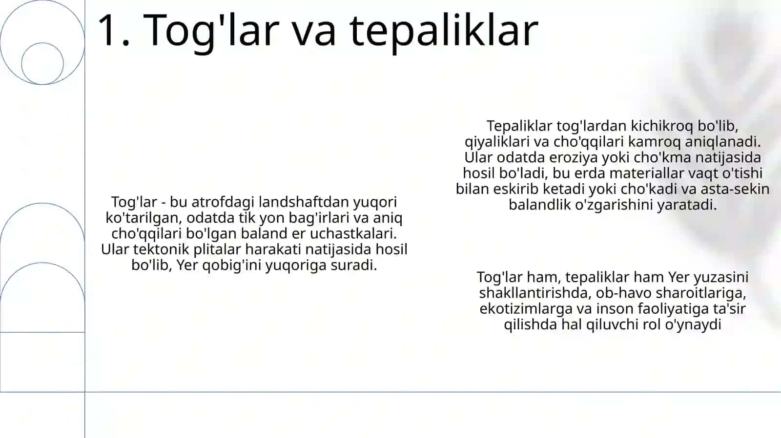 Yer Yuzasidagi Relyefning Asosiy Shakllari 2