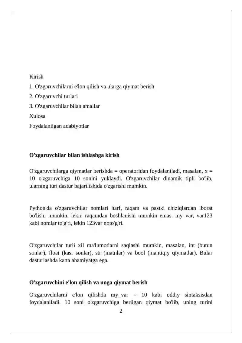 Pythonda o‘zgaruvchilar bilan ishlash 2