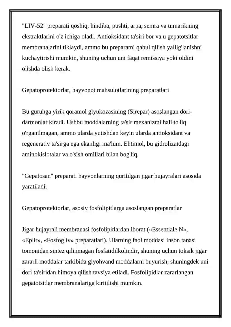 GEPATOPROTEKTORLAR HAQIDA TUSHUNCHA 2