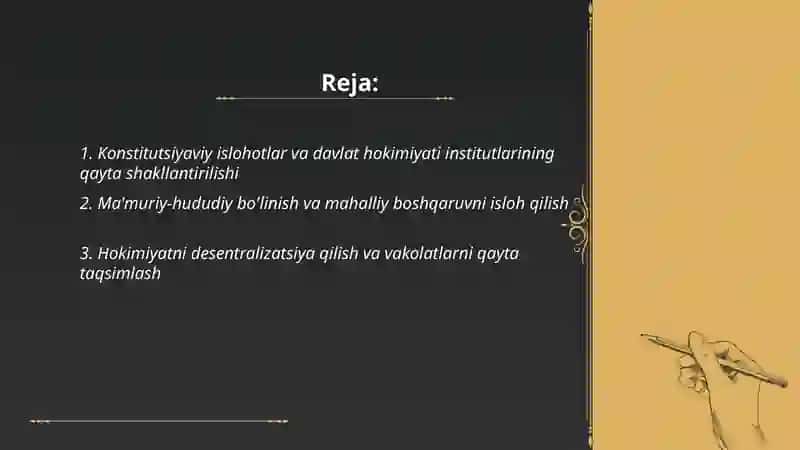Mustaqillik yillarida davlat boshqaruvi tizimida amalga oshirilgan islohotlar 2