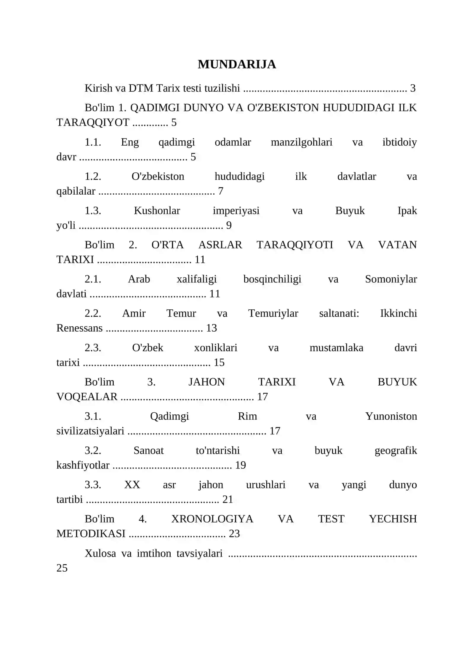 Abituriyentlar uchun mukammal qo'llanma VATAN TARIXI, JAHON TARIXI VA XRONOLOGIYA 2