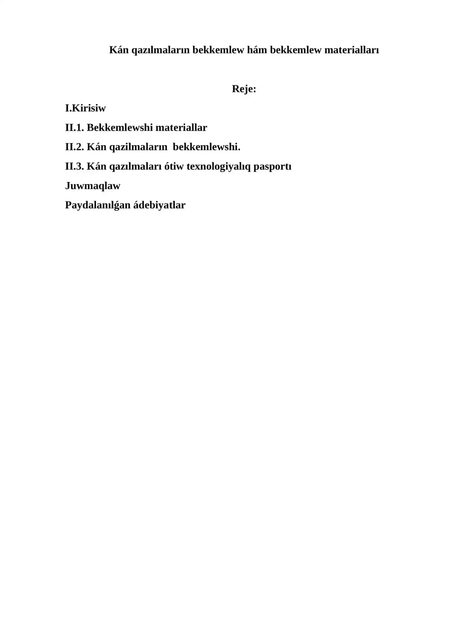 Kán qazılmaların bekkemlew hám bekkemlew materialları 2