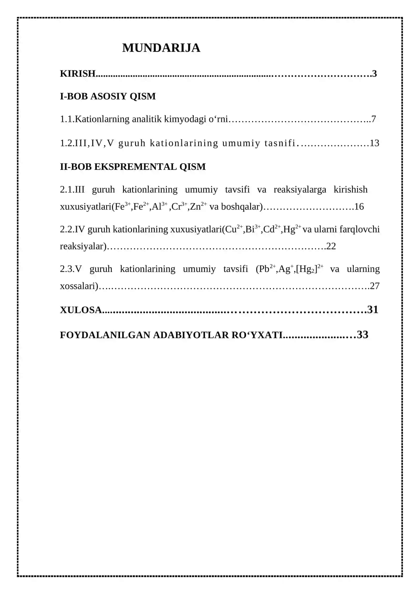 III,IV,V guruh kationlari analitik reaksiyalari 2