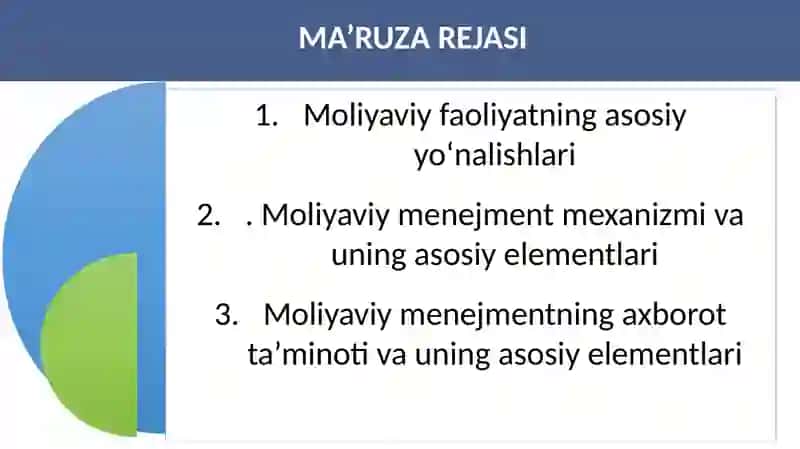 Moliyaviy menejmentni tashkil etish mexanizmi va korxonalarda tashkiliy xususiyatlari 2