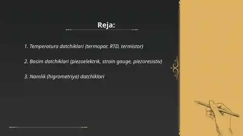Turli vazifalarni bajaruvchi datchiklar va sezgi sensorlari 2
