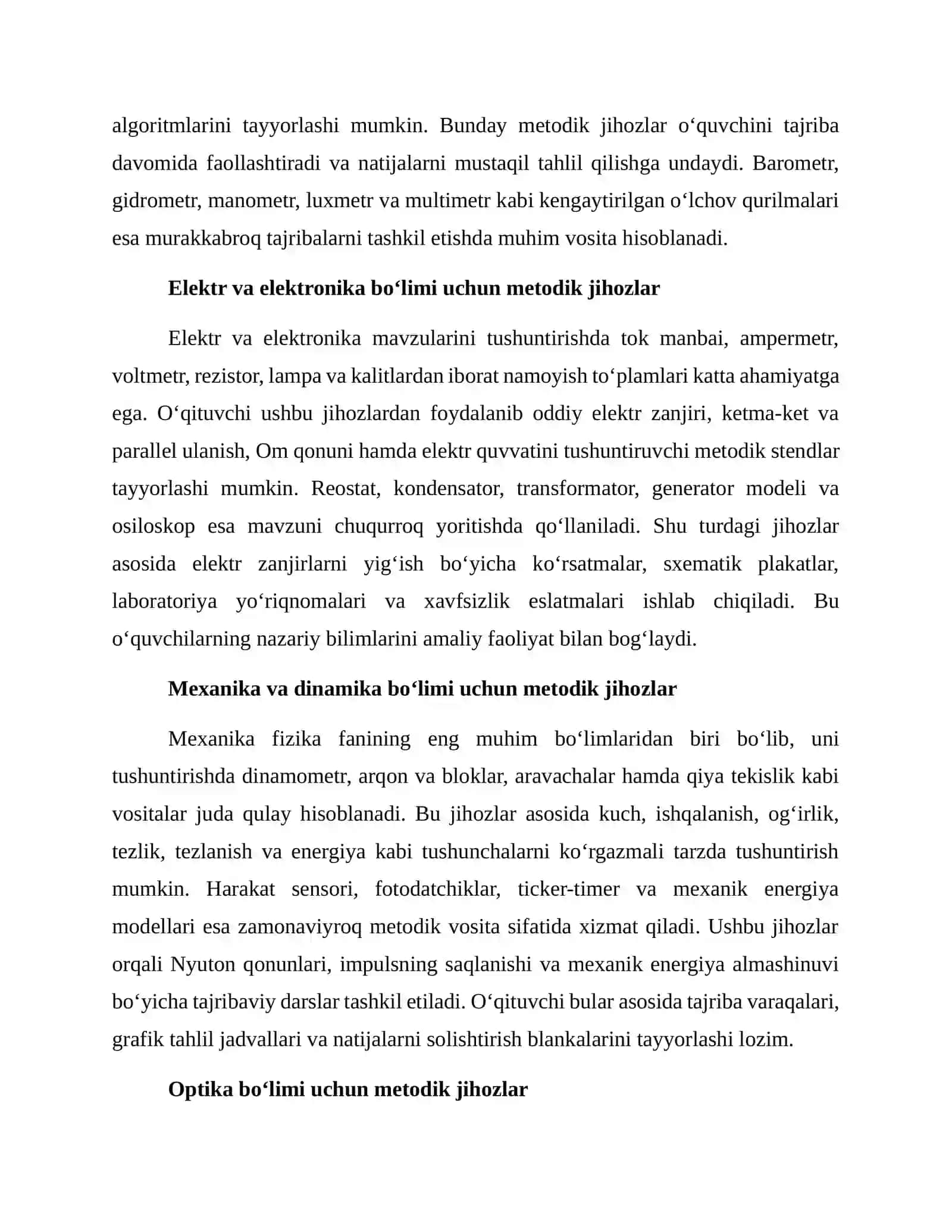 Fizika fanini tushuntirish uchun metodik jihozlar tayyorlash 2