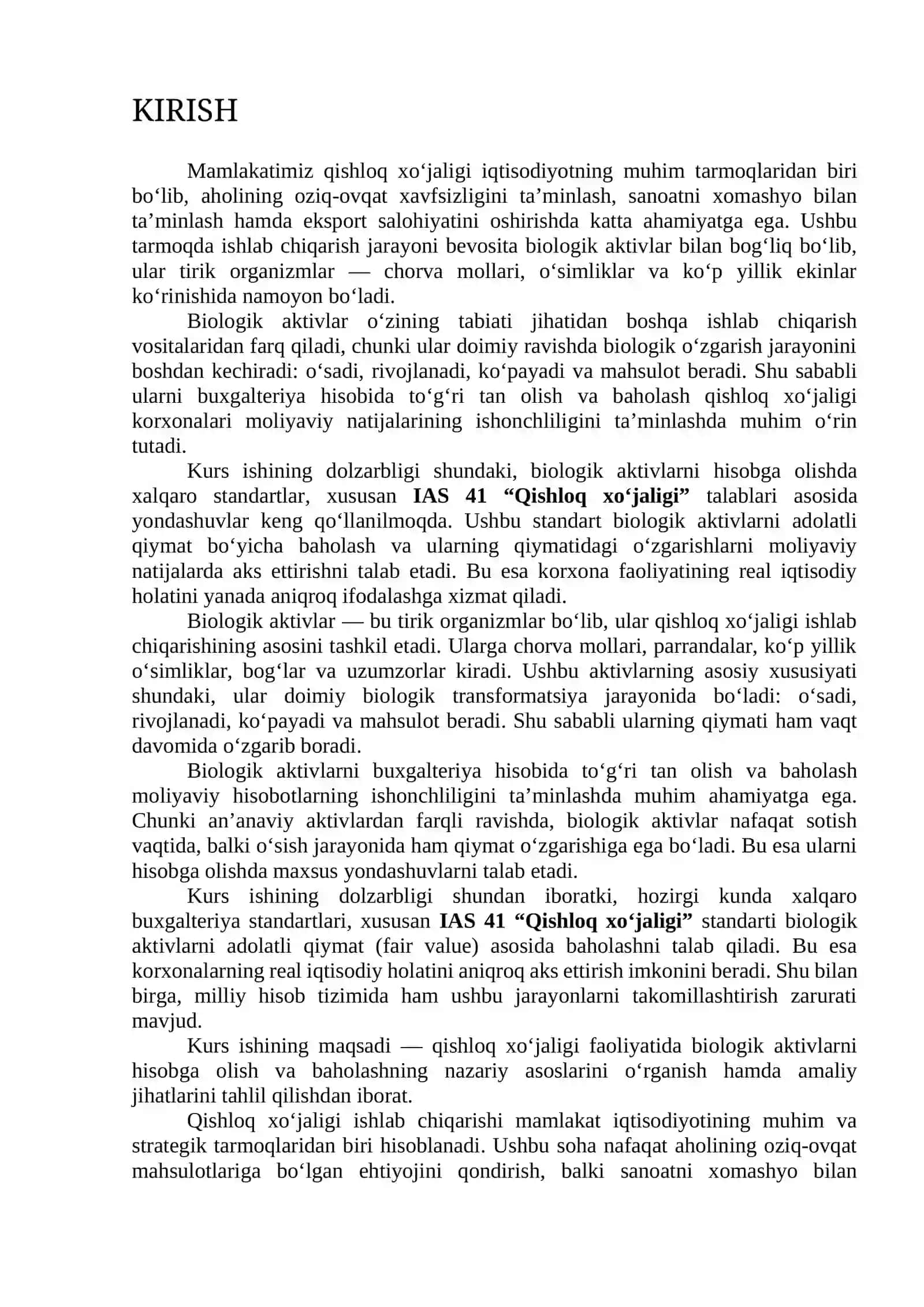 Qishloq xo'jaligi faoliyatida biologik aktivlarni hisobga olish va baholashning o'ziga xos jihatlari 2
