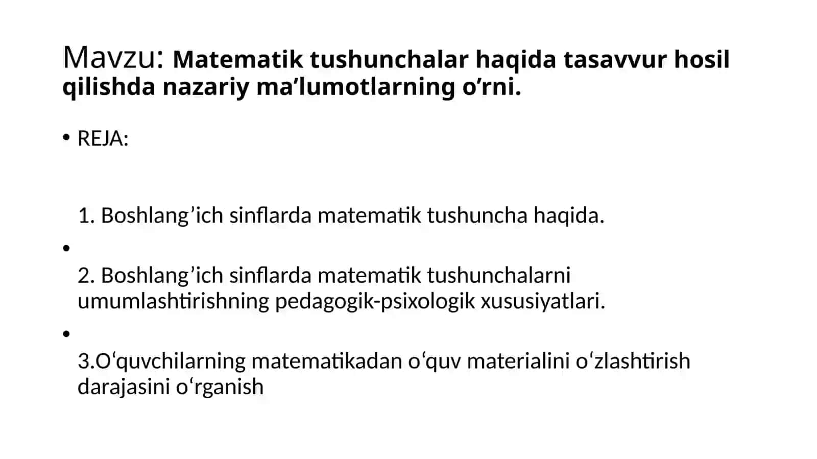 Matematika va Uni O'qitish Metodikasi 2