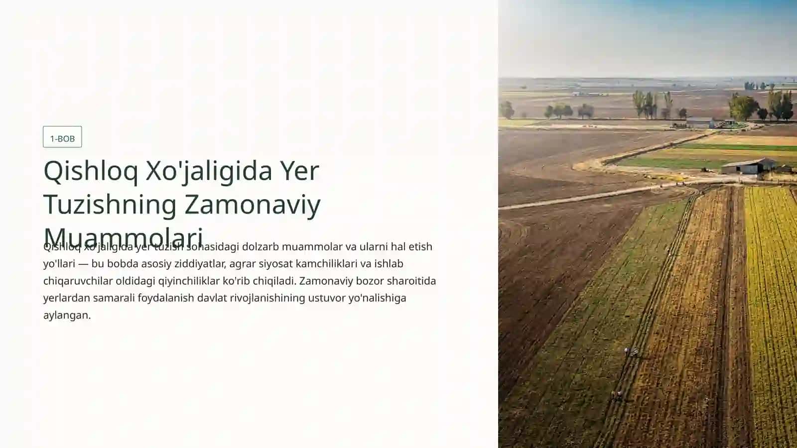 Qishloq Xo'jaligida Yer Tuzishning Iqtisodiy Samaradorligi 2