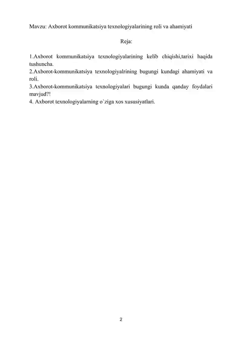 Axborot kommunikatsiya texnologiyalarining roli va ahamiyati 2