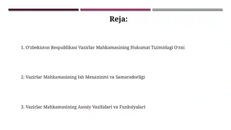 Vazirlar Mahkamasining Asosiy Vazifalari va Funktsiyalari 2