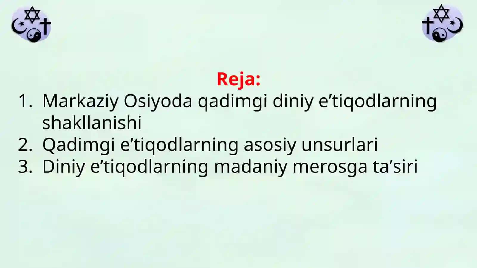 Markaziy Osiyoda qadimgi diniy eʼtiqodlarning shakllanishi 2