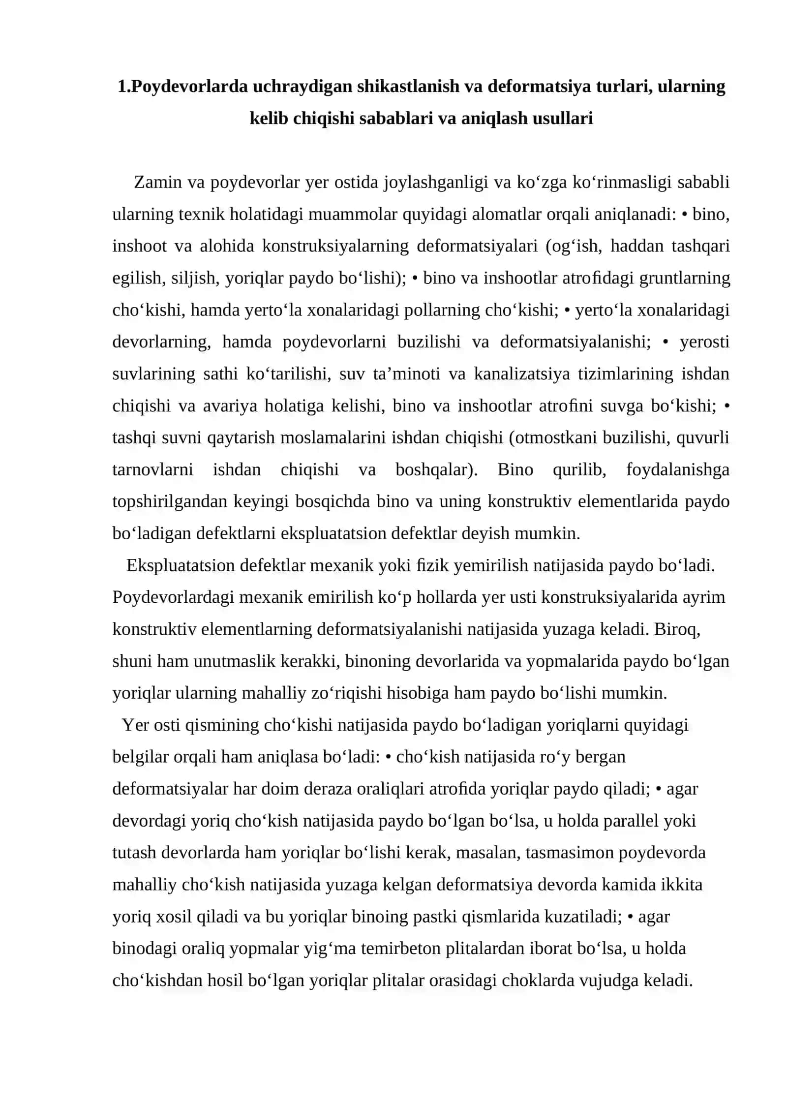 Poydevorlarda uchraydigan shikastlanish va deformatsiya turlari 2